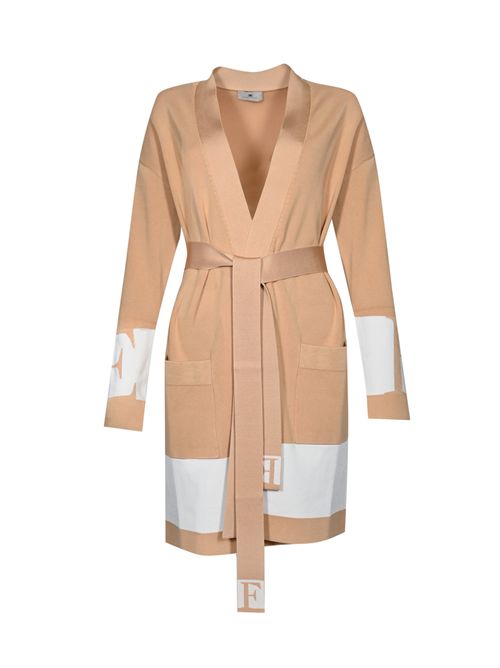 Cardigan in viscosa con bande logo Honey/Avorio Elisabetta Franchi | MK02S56E2EG1